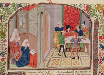 Ms 927 Fol.107禁酒と禁酒、アリストテレスの「倫理、政治、経済」（紀元前384〜322年）